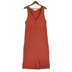 FP Beach Bailey Orange Midi Tank Dress SIZE MEDIUM Womens Free People Cotton